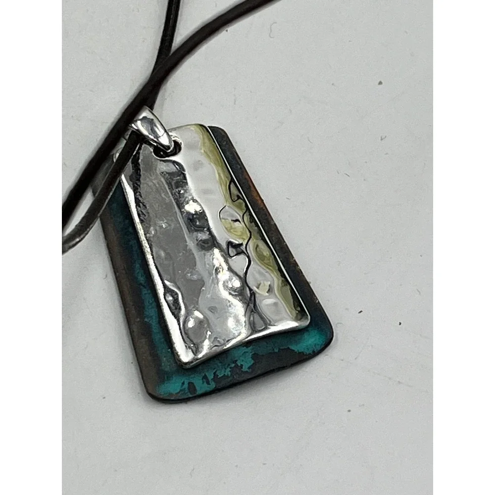 Robert Lee Morris Silver & leather charm chain Two Tone Necklace - Picture 10 of 11